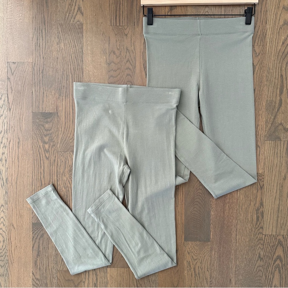 Forever 21 Bundle of Two High Waist Leggings in Pale Sage Green Size Medium